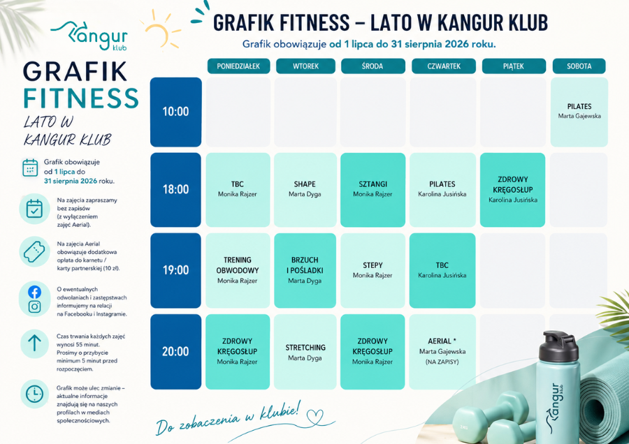 grafik zajęć fitness lato 2026