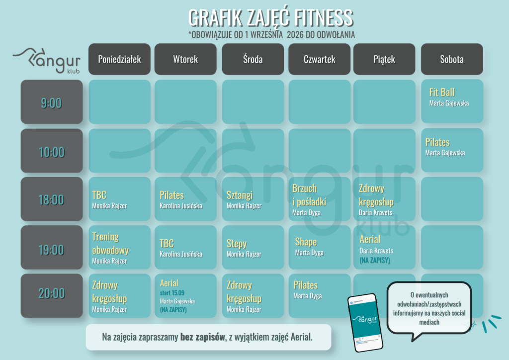 grafik zajęć fitness